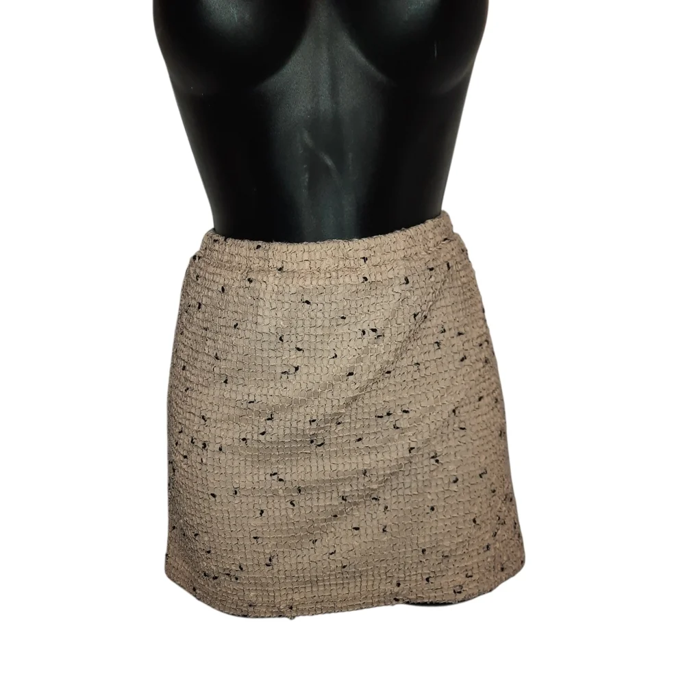 Cider Beige Tweed Mini Skirt with Black Speck - Picture 2 of 6